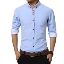 YG6188-C1051 Spring autumn new 2020 men's with fashion thin big size long-sleeve pure color shirt cheap wholesale free shipping 2024 - buy cheap