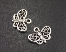 15 acessórios de prata dos encantos da borboleta do metal da cor dos pces mini para fazer a jóia 14x18mm a1961 2024 - compre barato