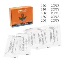 Emalla agulha de piercing estéril, 12g, 14g, 16g, 18g, 20g, 100pc, piercing, agulhas de piercing mistas, descartável, para orelha, nariz, umbigo, mamilo 2024 - compre barato