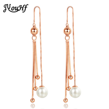 JYouHF-pendientes de borlas de Color blanco/oro rosa para mujer, aretes con cadena larga con cuentas, abalorio de perlas, joyería de moda, novedad de 2020 2024 - compra barato