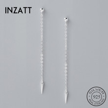 INZATT Minimalist Elegant Long Tassel Cone Dangle Drop Earrings For Women Wedding Fashion 925 Sterling Silver Fine Jewelry Gift 2024 - buy cheap