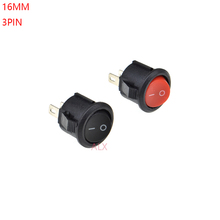 Interruptor basculante de botón redondo de encendido/apagado, 3A/250V, 6A/125V, 15MM, 16MM de diámetro, 3 pines, rojo y negro, 10 Uds. 2024 - compra barato