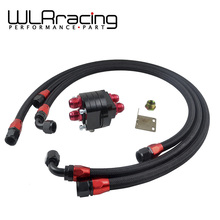 WLR RACING-черный Алюминиевый Масляный фильтр/охладитель комплект для перестановки + 3X Черный плетеный шланг + адаптер 2024 - купить недорого