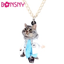 Bonsny-collar de acrílico para mujer, niña, adolescente, niño, gatito, gato, Gargantilla con cadena colgante, joyería de dibujos animados, accesorios de animales, regalo 2024 - compra barato