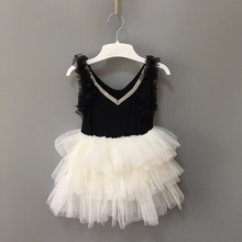 toddler girls lace black dress children tutu party dress little girls beading V-neck vestido formal dress kids birthday dress 2024 - buy cheap