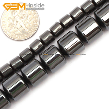 Gem-inside Natural Column Drum Black NO magnetic magnetite Hematite Healing Stone Beads For Jewelry Making  Necklace 15inch DIY 2024 - buy cheap