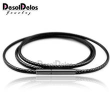 Black Necklace Cord Leather Cord Wax Rope Chain With Stainless Steel Clasp For Men Women DIY Necklace Making 1mm 1.5mm 2mm 3mm 2024 - buy cheap