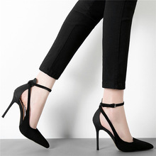 Sapatos femininos de salto alto, calçado feminino largo 10cm com fivela 2024 - compre barato