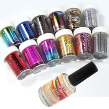 Buy one get one free!!New Nail Art Transfer Foil 12 Colors Sticker for Nail Tip Decoration & Glue Set 2024 - buy cheap