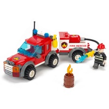 122pcs Fire Fight Truck Building Blocks Sets City Car Toys Enlighten Child Educational Bricks DIY Kids Birthday Gift 2024 - buy cheap