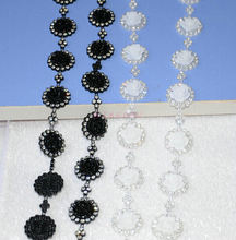 2yards lot Clear Rhinestone Crystal Black Tone Chain Costume Applique Trims Sewing 2cm KW0127 2024 - buy cheap