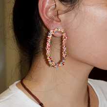 Qiaose Bohemian Jewelry Rhinestone Geometric Stud Earrings for Women Fashion Jewelry Boho Maxi Collection Earrings Accessories 2024 - buy cheap