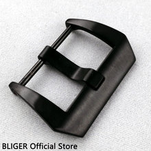 BLIGER 1PCS 22MM Full Stainless Steel Black PVD Coated Watch Buckle Pin Clasp Buckle Fit For Genuine Leather Strap Watch Band B1 2024 - buy cheap