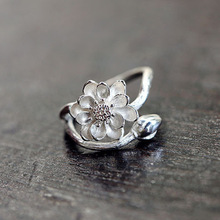 DreamySky-anillos grandes de Color plata para mujer, Flor de Loto, anillos para boda 2024 - compra barato