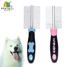 Hateli Multiple Pet Long Hair Comb Double-sided Dog Grooming Brush Cat Long Fur combs for Pets Medium Hair Rubber handle Brushes 2024 - buy cheap