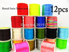 2mm Rattail Satin Nylon Cord+Macrame Rope  Bracelet Beading Chinese Knot Cord Accessories-600m/12rolls 48colors Choice 2024 - buy cheap