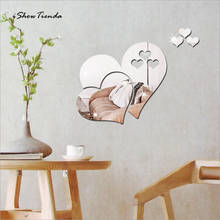 Новые Горячие 3D зеркало любовь сердца наклейки на стену Наклейка DIY художественная роспись для дома, комнаты декор Съемная наклейка для комнаты наклейки на стену 2024 - купить недорого