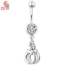 New Fashion Woman's Handcuffs tassel Belly Button Rings Bar Surgical Piercing Sexy Body Jewelry for Women Navel Piercing 2024 - buy cheap