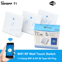 Sonoff T1 UK Plug 86 Type Smart Wall Touch Light Switch Toughened Touch Glass Panel Support WiFi/RF/APP/Touch Control 1/2/3 Gang 2024 - buy cheap