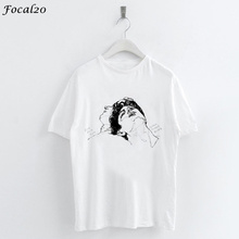Focal20 Streetwear Character Print T Shirt Short Sleeve Loose T Shirts Female Casual Simple Style T Shirts Tee Top 2024 - buy cheap