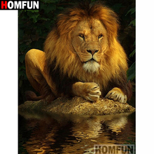 Алмазная живопись HOMFUN «Лев», вышивка крестиком из квадратных/круглых страз, 5D, домашний декор, подарок, A16287 2024 - купить недорого