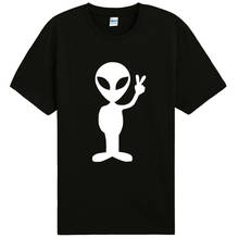 Мужская футболка Alien Peace space с принтом, модная повседневная забавная футболка для мужчин, белая футболка Harajuku, хипстерская уличная ZT203-26 2024 - купить недорого