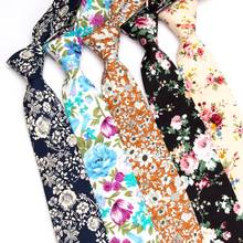 Corbata de algodón con estampado de flores para hombre, corbatas delgadas de 6cm, pajarita de moda, vestido de fiesta de boda, pañuelo para el cuello, accesorios 2024 - compra barato