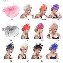 Women Wedding Hat Fascinator Feather Mesh Party Cocktail Headdress Hair Clip New 2024 - buy cheap