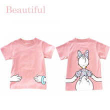 Модная футболка для маленьких девочек, 95% хлопок, летняя футболка с короткими рукавами и милым рисунком, детская одежда, Детская футболка 2024 - купить недорого