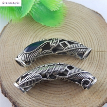 2pcsTopAncient  Jewelry Alloy Rhinestone Decoration Hollow Flower tube Jewelry Accessories Connectors 46*9*8mm 50715 2024 - buy cheap