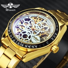 WINNER Official Royal Business Automatic Watch Men Stainless Steel Strap Skeleton Dial Mechanical Mens Watches Top Brand Luxury 2024 - buy cheap