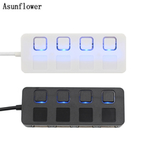 USB 2.0 HUB 4 Port USB HUB Splitter With Separate ON/OFF Switch Cable without power adapter LED 4 Ports For Laptop Desktop PC 2024 - buy cheap