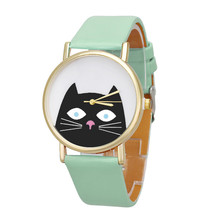 Новые модные часы для женщин Montre Femme креативный кожаный ремешок с рисунком кота кварцевые женские часы Relogio Feminino Bayan Kol Saati * A 2024 - купить недорого