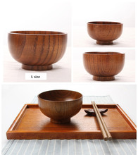 Tigela de madeira natural estilo japonês, para adultos e crianças, tigela de sopa de arroz, feito à mão, madeira natural, grão, madeira inteira 2024 - compre barato