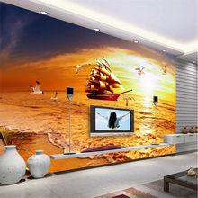 beibehang Custom wallpaper 3d photo murals smooth sailing golden seascape sofa background wall living room bedroom 3d wallpaper 2024 - buy cheap