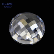 Piedra de circonia cúbica blanca para joyería, gemas sintéticas sueltas de 3 a 10mm con forma redonda, fondo plano, tablero de damas 2024 - compra barato