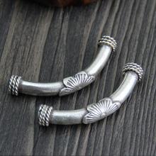 1pc Handmade Thai 925 Silver Flower Bead Sterling Curved Tube Bead DIY Bracelet Bead Pure Silver Jewelry Findings 2024 - buy cheap