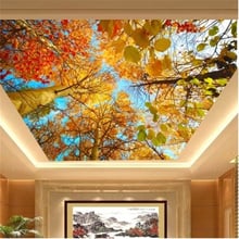 beibehang Custom mural Autumn leaves nature landscape sun background wallpaper ceiling 3d mural wallpaper  papel de parede 2024 - buy cheap