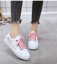 Sapatos planos de lona femininos, tênis casuais para mulheres, de lona, com cadarço, com desenho, preto e branco 2024 - compre barato