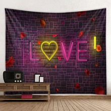 Tapiz de amor romántico Hippie para colgar en la pared, flor Rosa Bohemia, tapiz de pared de tela púrpura, psicodélico de San Valentín 2024 - compra barato