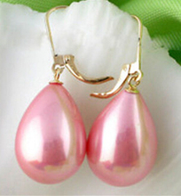 xiuli 00425 12X16MM Pink South Sea Shell Pearl 14KGP Gold Plated Drop Dangle Earrings AAA+ 2024 - buy cheap