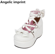 Zapatos con estampado angelical para mujer, calzado de tacón alto para cosplay de lolita, vestido de princesa, fiesta, 7cm, 33-47, blanco, novedad 2024 - compra barato