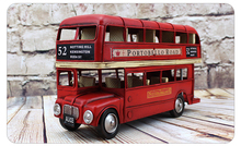 Классический красный двухэтажный автобус ручной работы, британский автобус ГБ, стальная модель листового железа 1:12, Ретро металлическая модель автобуса, украшение 2024 - купить недорого