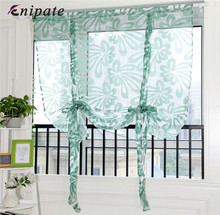 Enipate Simple Style Flowers Tulle Window Curtain Living Room Bedroom Valance Jacquard Roman Blinds Sheer Short Door Curtains 2024 - buy cheap