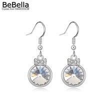 BeBella-pendientes colgantes de cristal para mujer, aretes redondos hechos con cristales de Swarovski, regalo, 5 colores 2024 - compra barato
