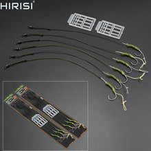 Hirisi Carp Fishing Hook Link with Coated Line Ready Made Fishing Hair Rigs with Barbed Hook Fishing Accessories 2024 - buy cheap