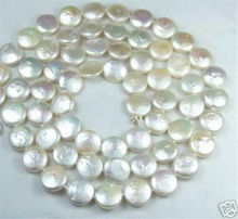 free shipping 11-12MM White Coin Real Natural Pearl Jewelry Gorgeous Necklace 30" 76cm 2024 - buy cheap