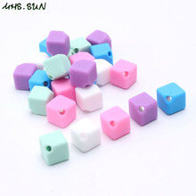 MHS.SUN 80pcs silicone beads 9mm square baby teething beads for necklace BPA free chewing teether toy mini spacer beads 2024 - buy cheap