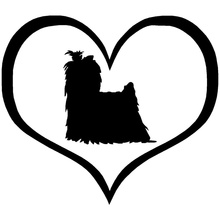 10.9*9.5CM Yorkshire Terrier Dog Heart Lovely Cartoon Car Sticker Creative Rear Windshield Glass Decorative Accessories C6-0183 2024 - buy cheap
