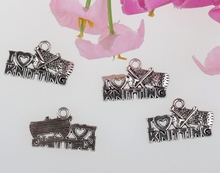 Colgante de plata Vintage I Love Knitting Charms para hacer joyería, pulsera, collar, accesorios hechos a mano, regalos DIY, gran oferta Z159 2024 - compra barato